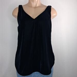 Loft Black Velvet Tank Top Camisole Women's Small Lined Glam Cami